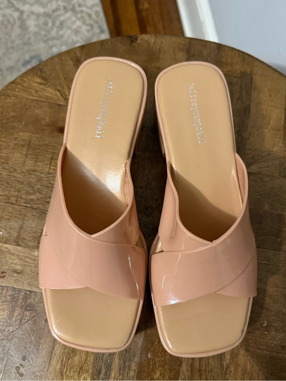 Jeffrey Campbell Nude Shiny Bubblegum Sandals 9 - Picture 2 of 8